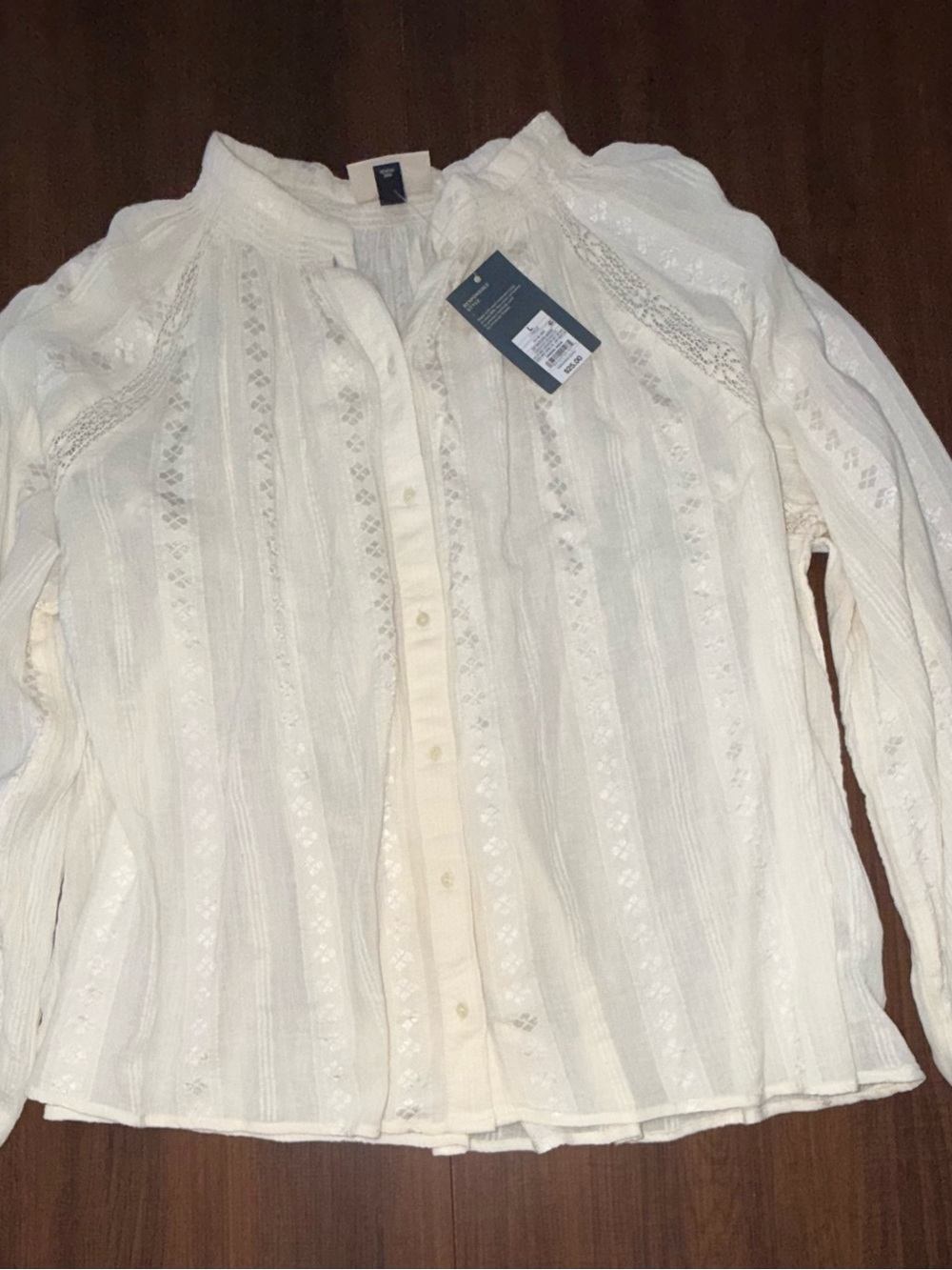 Women's Cream Lace-Trim Button Front Blouse - Brand: Universal Thread Never worn